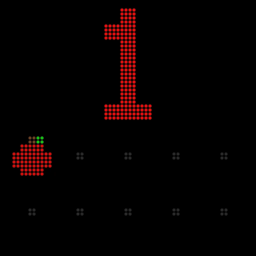 COUNT: a big red 1 above a single apple