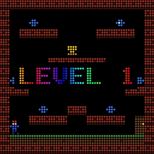 DAVE: a brick platformer level with LEVEL 1 written across it