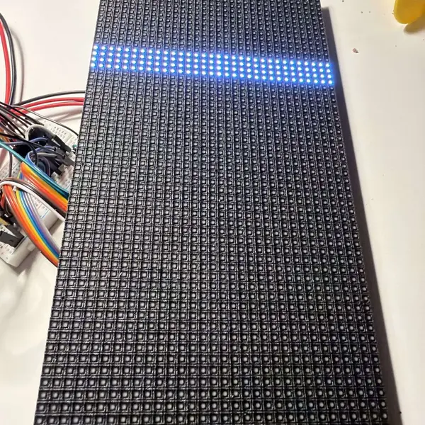 The panel dark except for a single lit band near the top