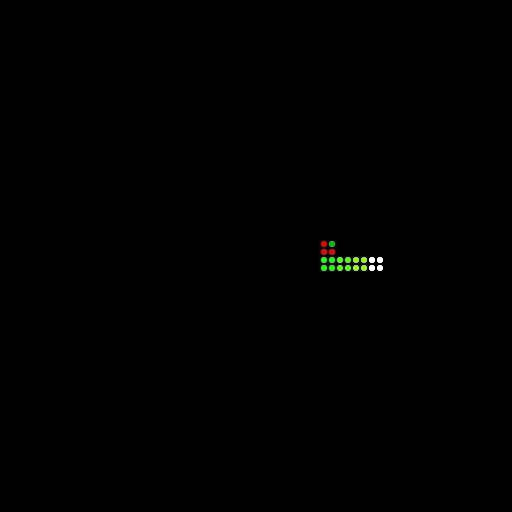 SNAKE: a short green snake on a black field