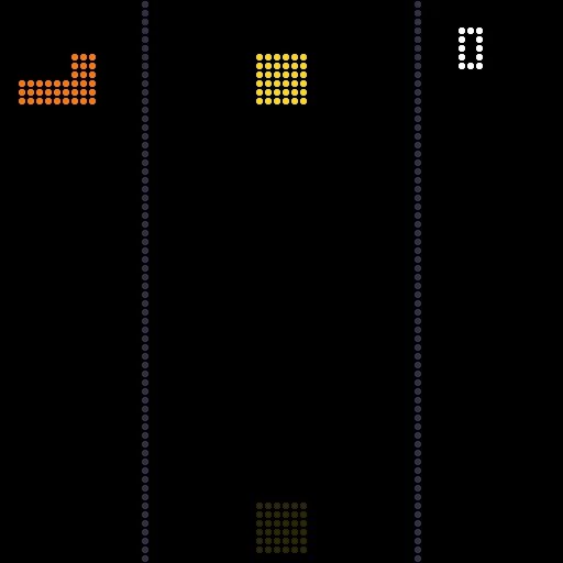 TETRIS: falling blocks in three narrow wells